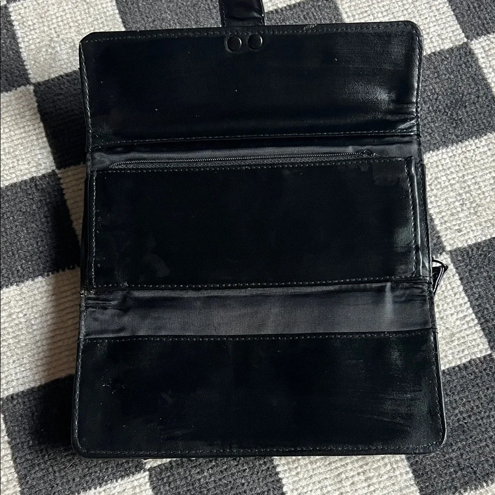 Plaid Wallet Clutch Organizer Zip Around Checkbook Holder Black Teal‎ Gray